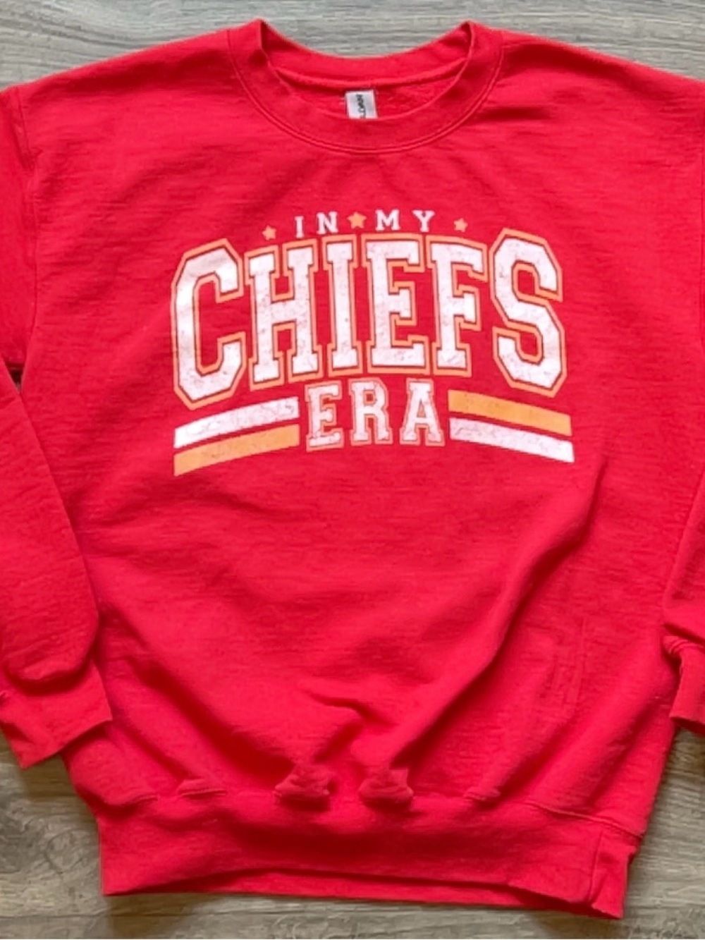 Gildan Red 'Chiefs Era' Graphic Crewneck Sweatshirt